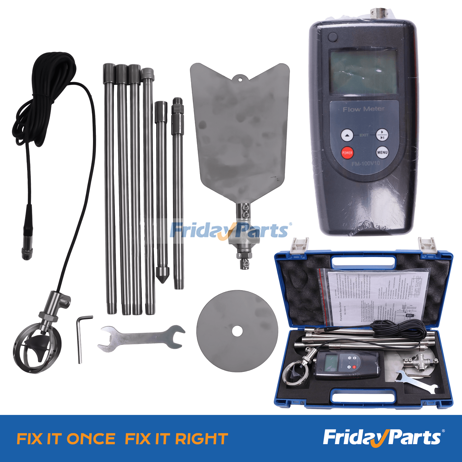 Débitmètre FM-100V10 pour la mesure des débits hydrologiques, plage de température : -10 °C à 50 °C (0,01 à 10 m/s).pourPour AUTRE MARQUE
