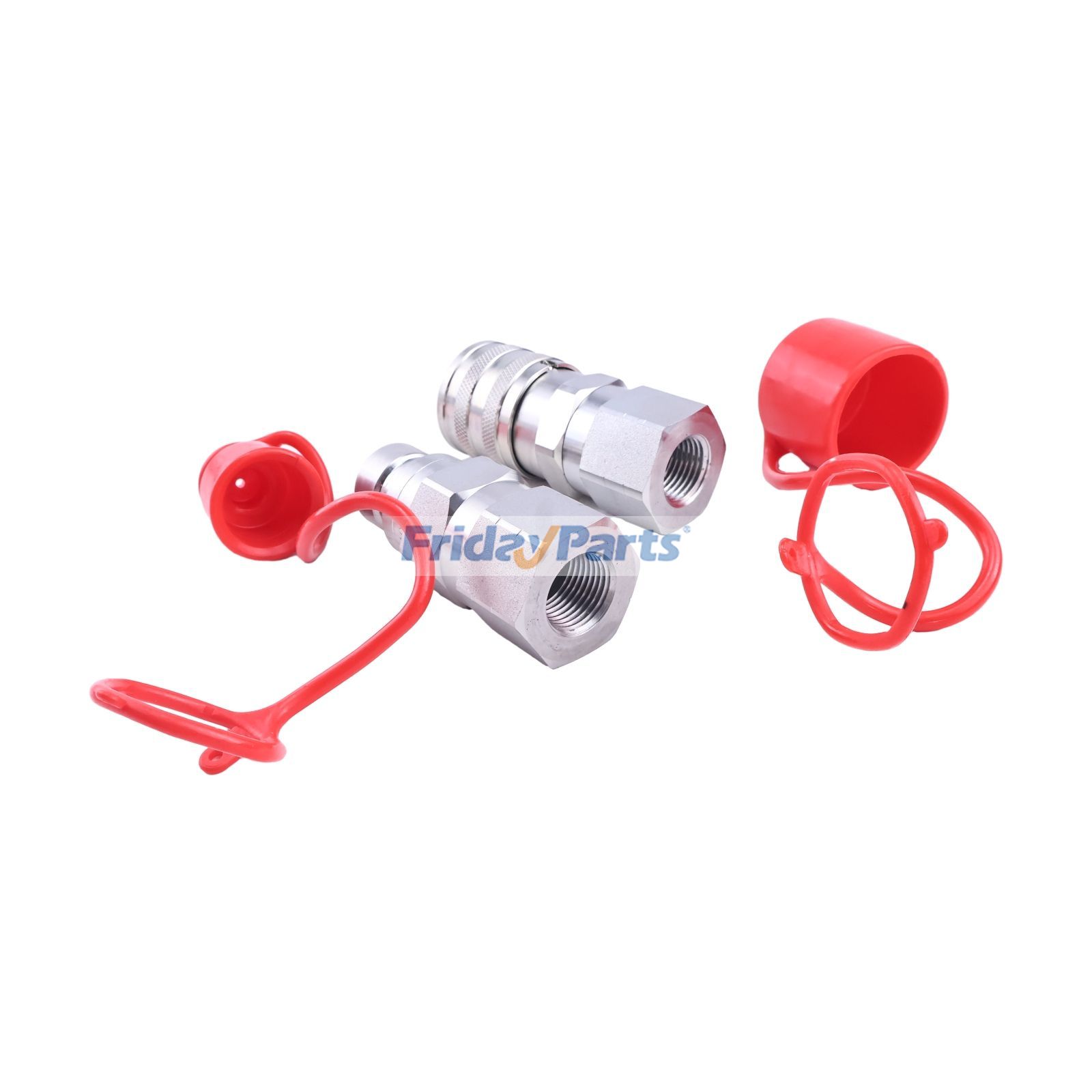 Loader 1/2" Flat Face Hydraulic Quick Connect Couplings Set With Dust Caps Skid Steer