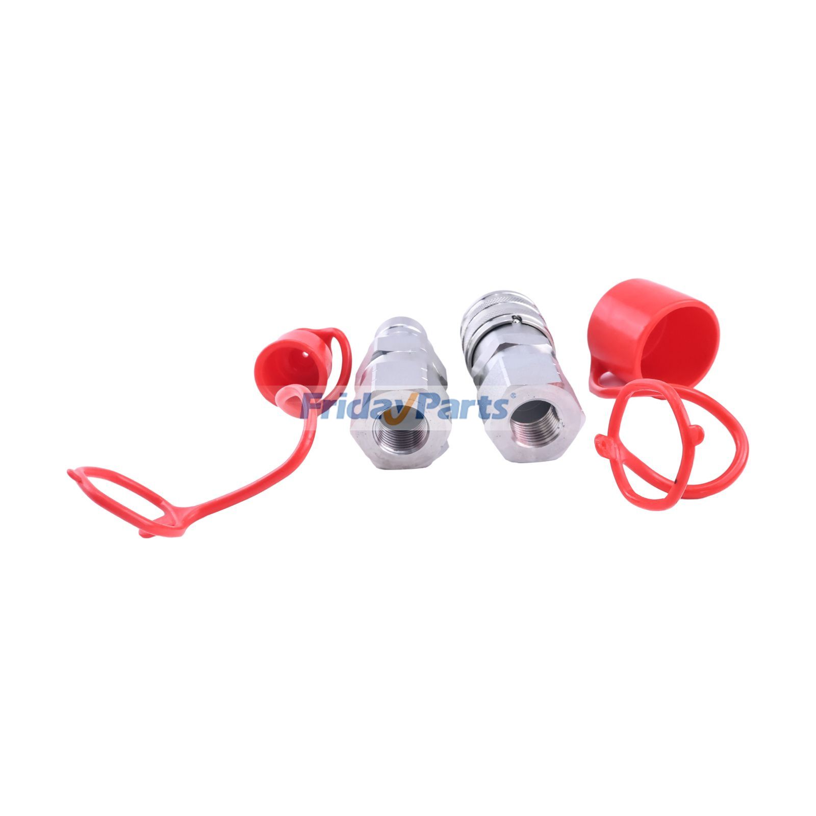  1/2" Flat Face Hydraulic Quick Connect Couplings Set With Dust Caps Skid Steer For BOBCAT