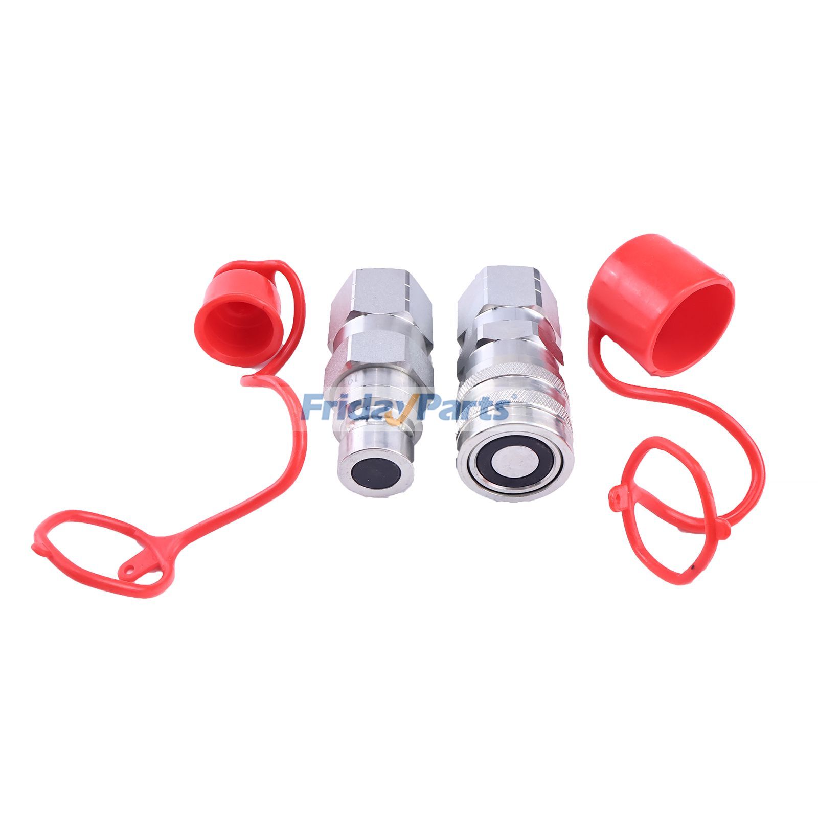 FridayParts 1/2" Flat Face Hydraulic Quick Connect Couplings Set With Dust Caps Skid Steer
