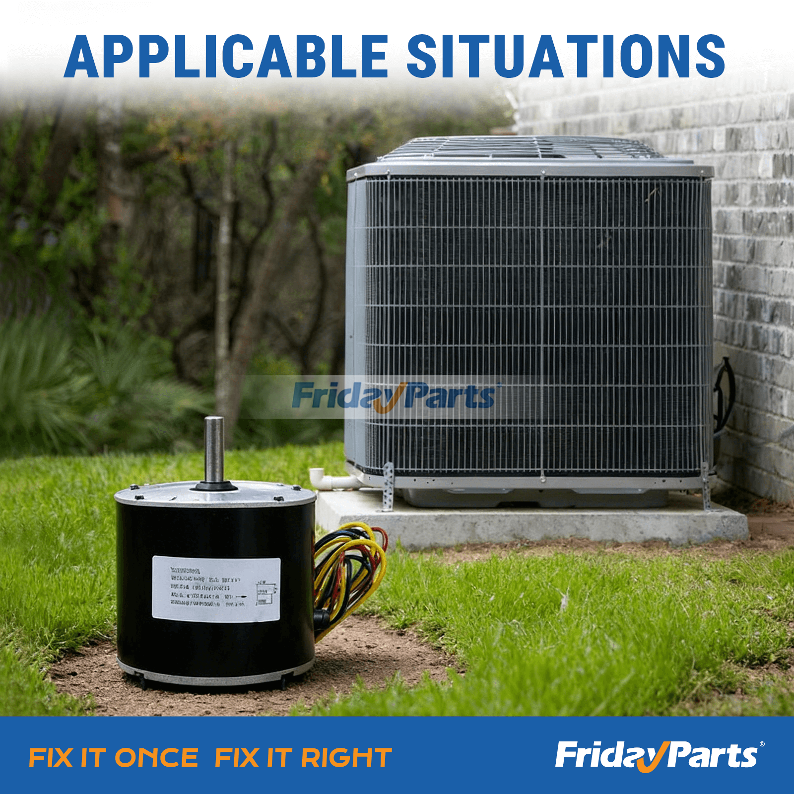 他ブランド用輸送冷凍用1/4 HP 208-230 ボルト 1100 RPM コンデンサー ファン モーター (冷凍装置用)