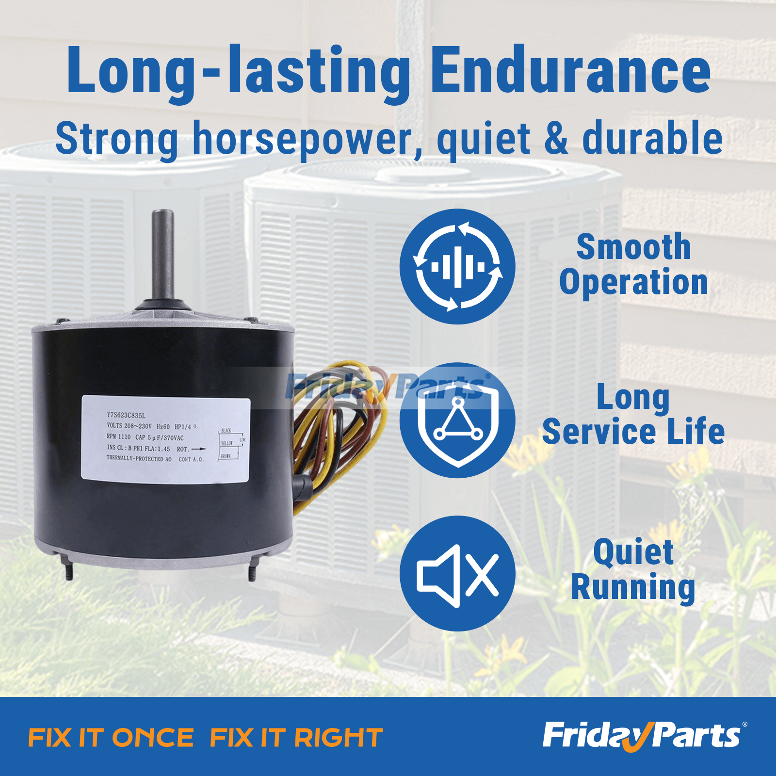 他ブランド用用1/4 HP 208-230 ボルト 1100 RPM コンデンサー ファン モーター Y7S623C835L HC39GE226 1185924 冷凍機器用