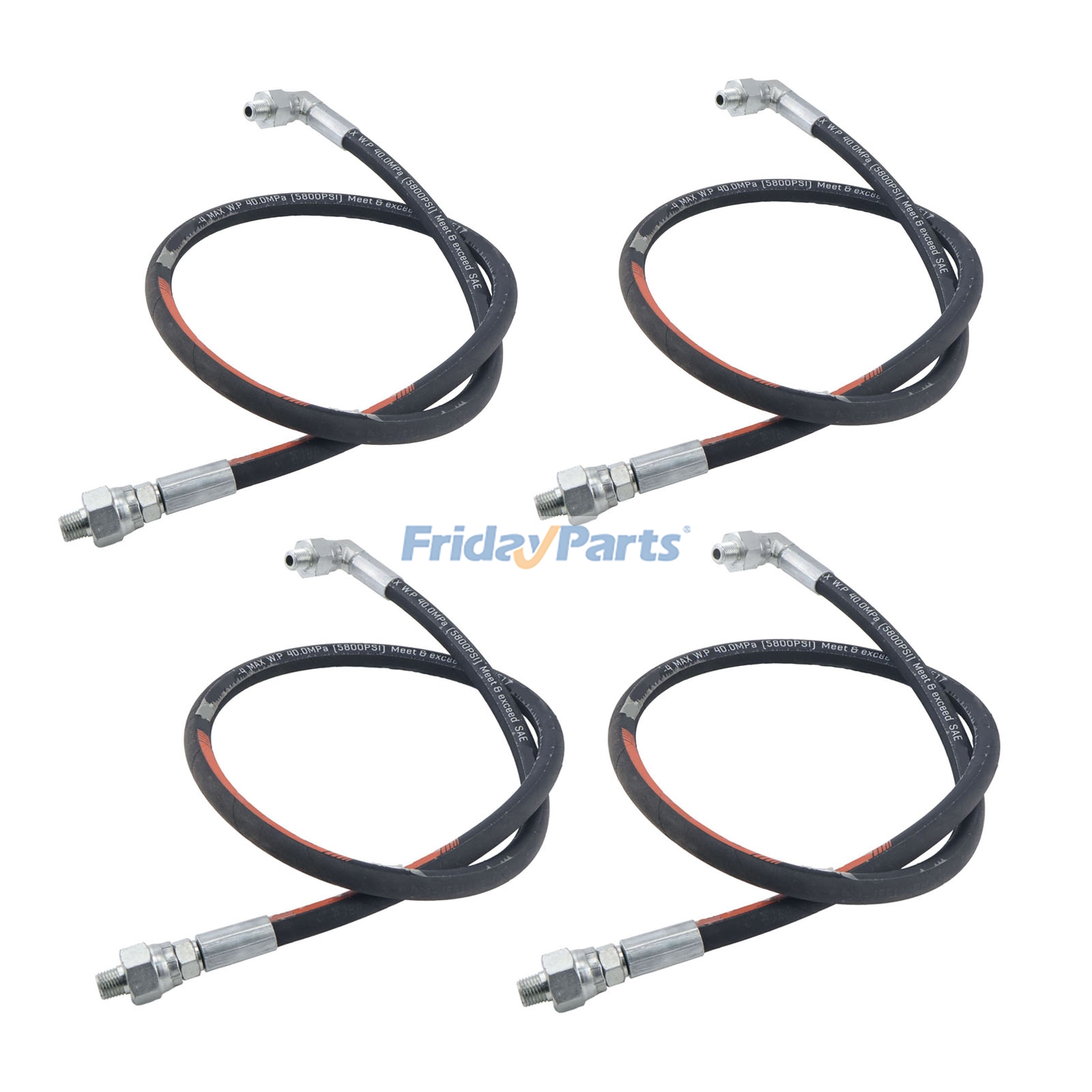 4 Pieces 1/4" Male NPT 45" Hydraulic Pressure Hose 21856 21856C for Meyer Snowplow