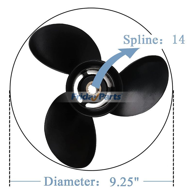 Marine 1/4 x 9 RH 3 Blade Propeller/ r 4 Stroke Boat Motors