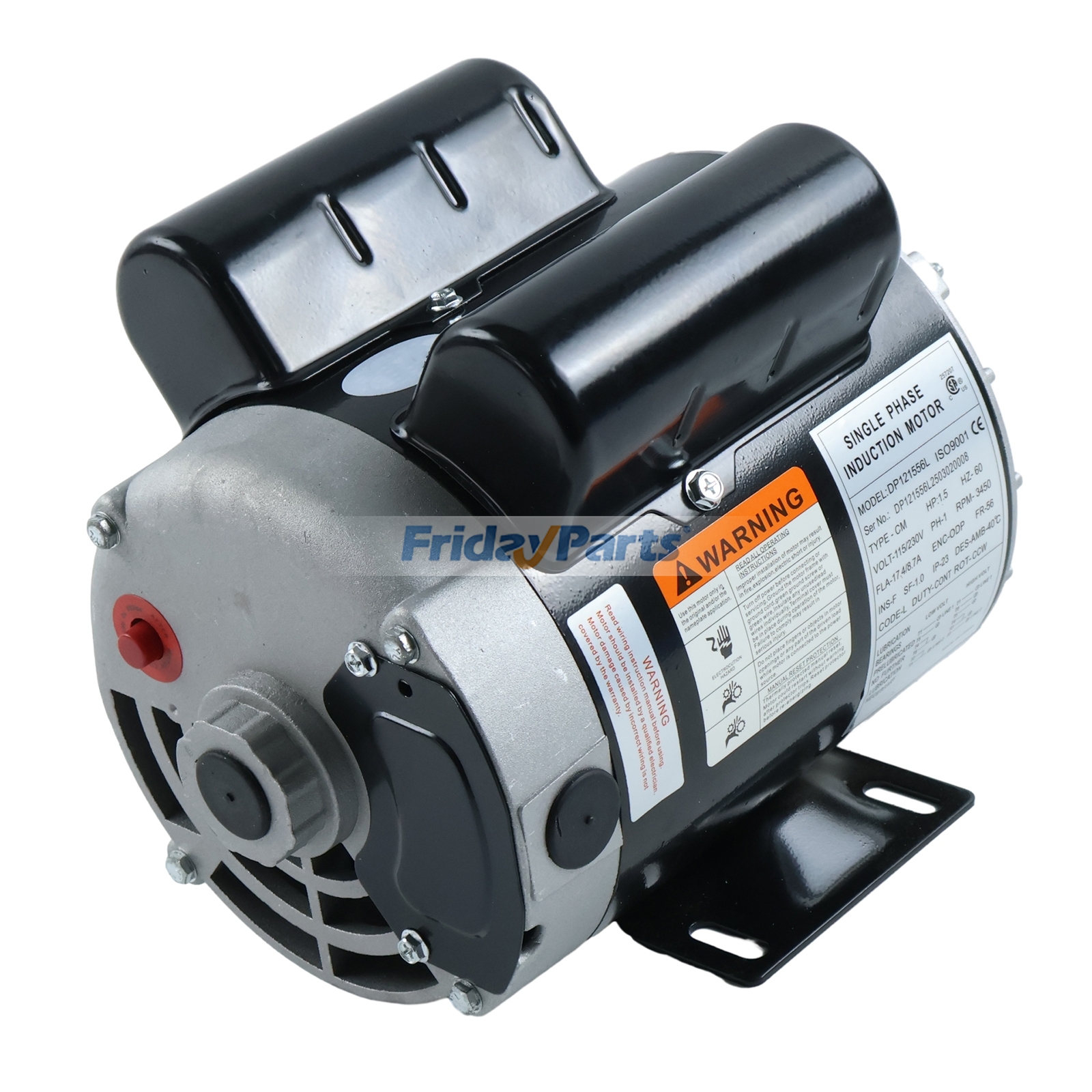 1.5 HP 3450RPM 115/230V 17.4/8.7A 1.88" Shaft Length Electric Motor for Air Compressor