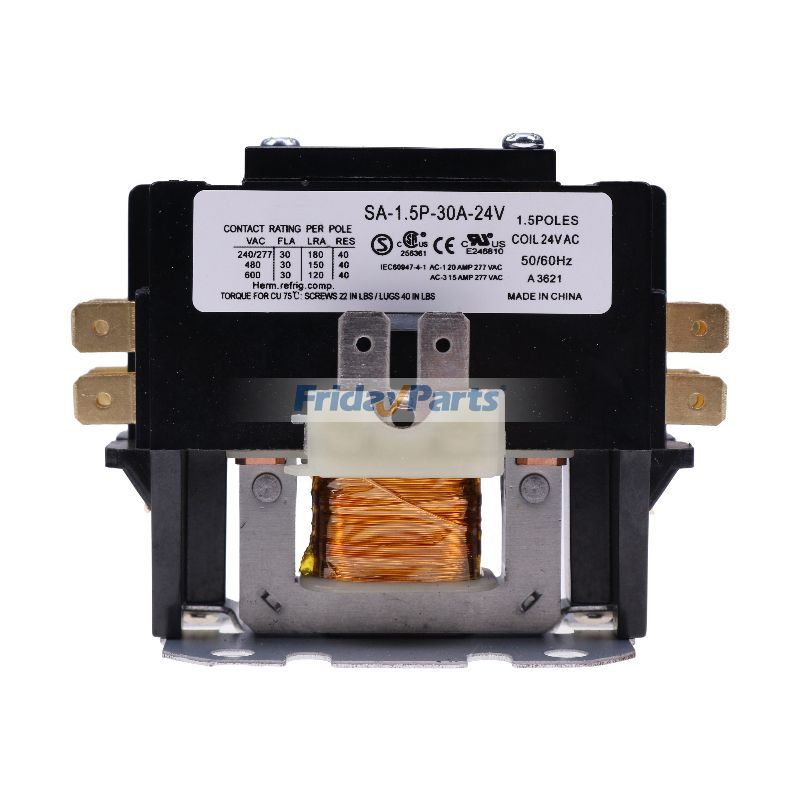 Contacteur de climatiseur à usage spécifique SA-1.5P-30A-24V à bobine 1,5 pôle 30A