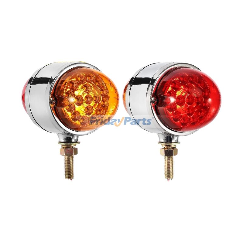 1 Pair Amber Red 17 LED Dual Revolution Watermelon Light for Freightliner Kenworth Peterbilt Semi Truck