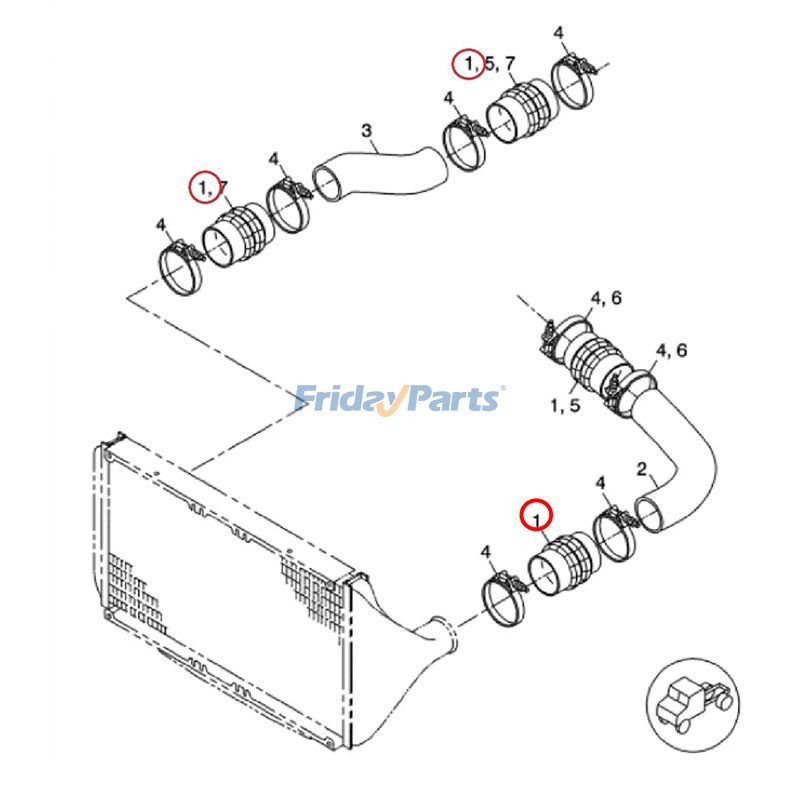 1 PC 4" X 7.5" Hump Hose Silicone Charge Air Cooler for for Engine,Truck