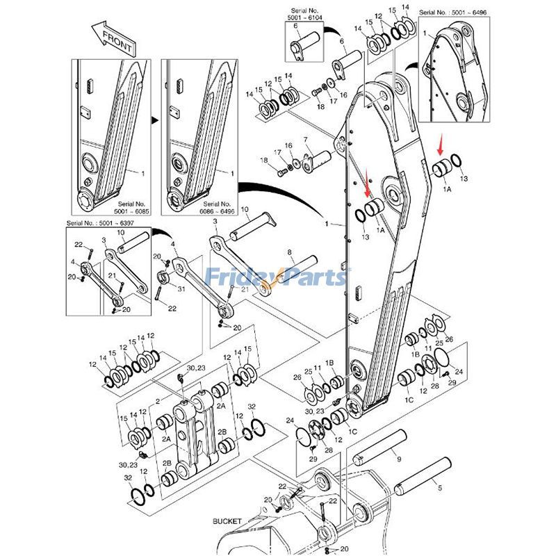 1 PC Arm Boom Bushing Doosan Daewoo SOLAR 470LC-V for Excavator