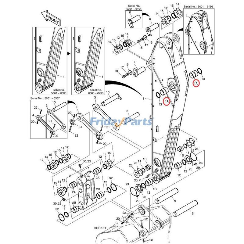 1 PC Arm Bushing Doosan Daewoo for Excavator