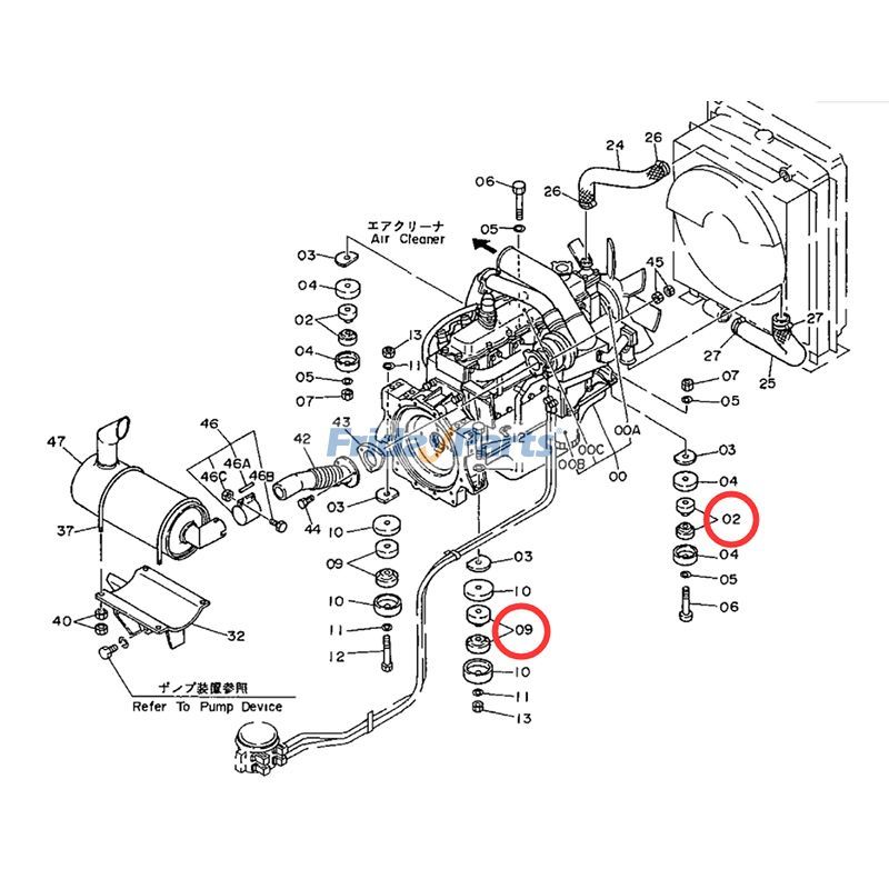 1 jeu de coussinets en caoutchouc pour support de moteur 4197144 4197145 pour excavatrice Hitachi EX300 EX300LCpourPour HITACHI