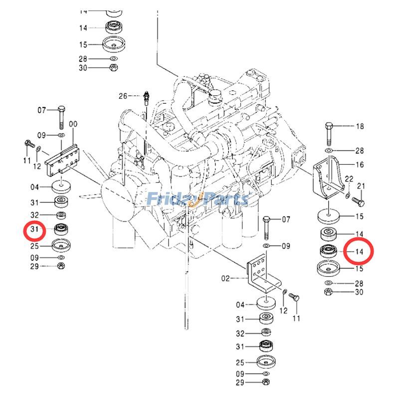 1 Set Mounting Rubber Cushion Isolator for Excavator