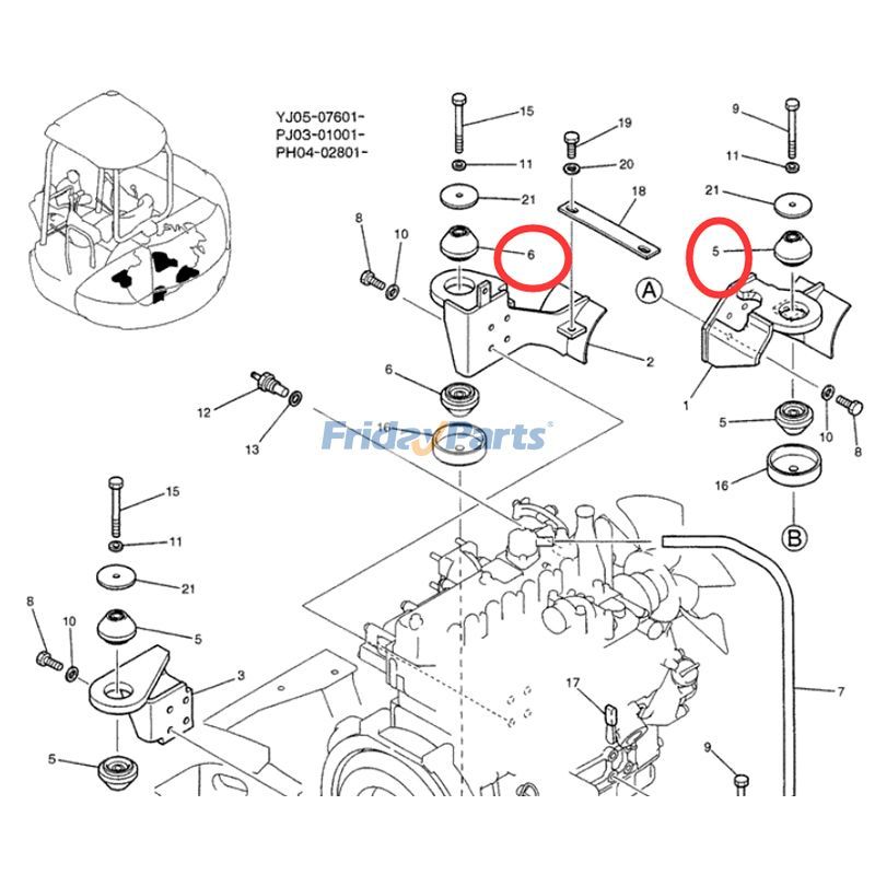 1 Set Mounting Rubber Cushion for Excavator