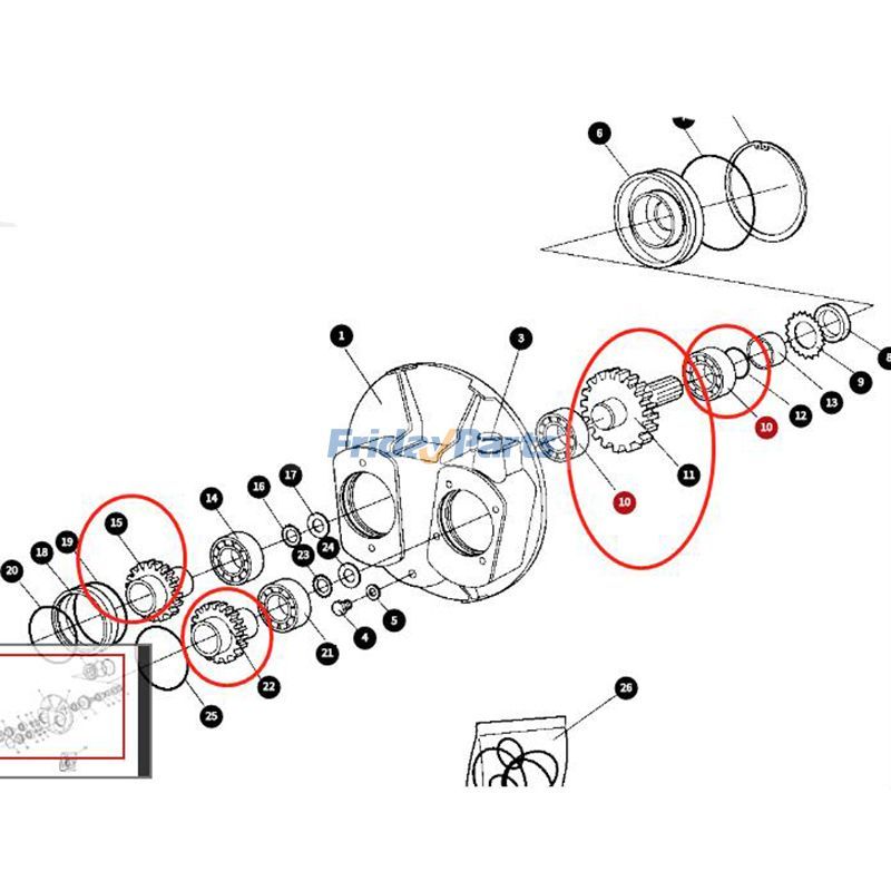FridayParts 1 Set Gear & Roller Bearing