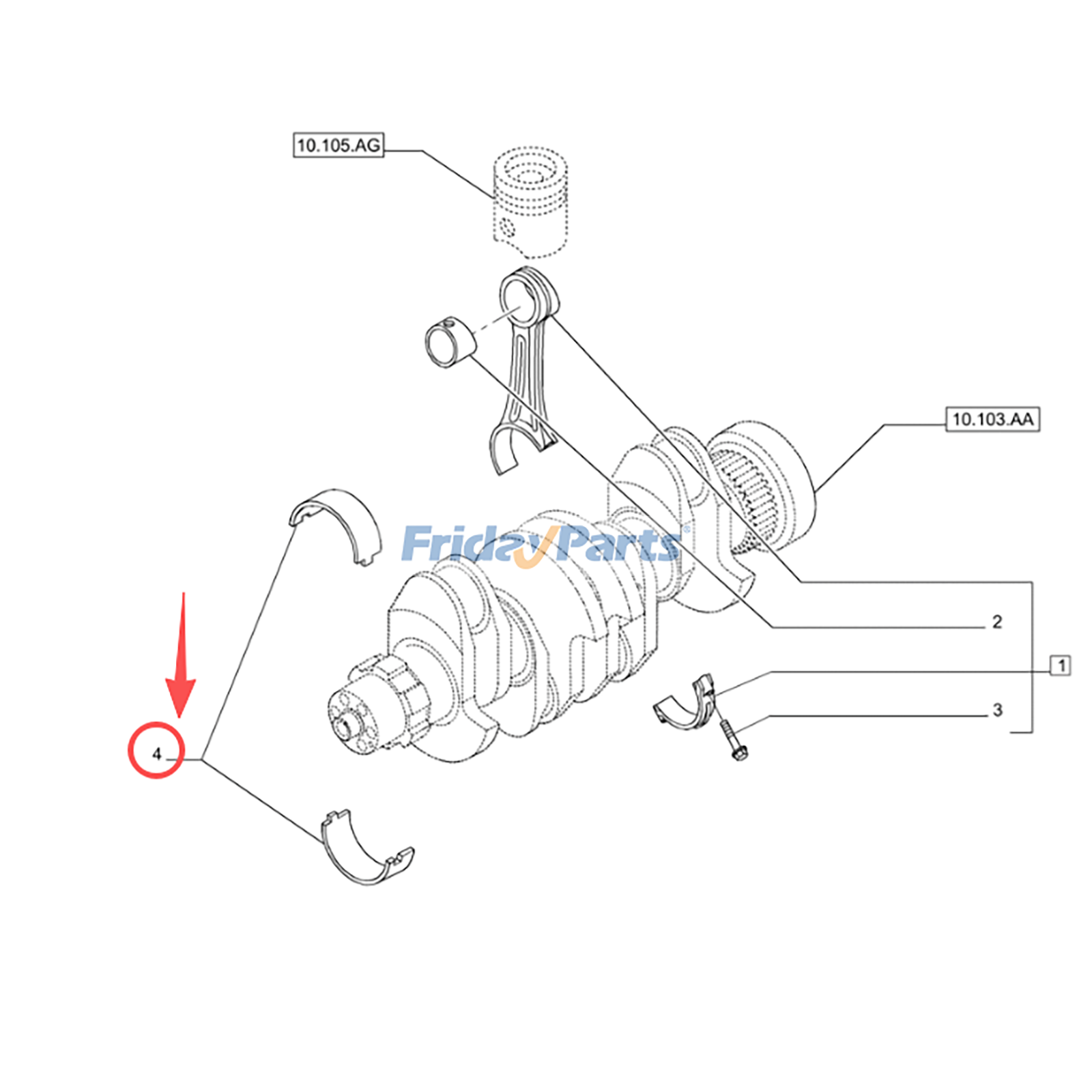1 juego de cojinete principal 2856831 para tractor New Holland TS6.110, TS6.120, TS6.125 y TS6.140 Para New Holland