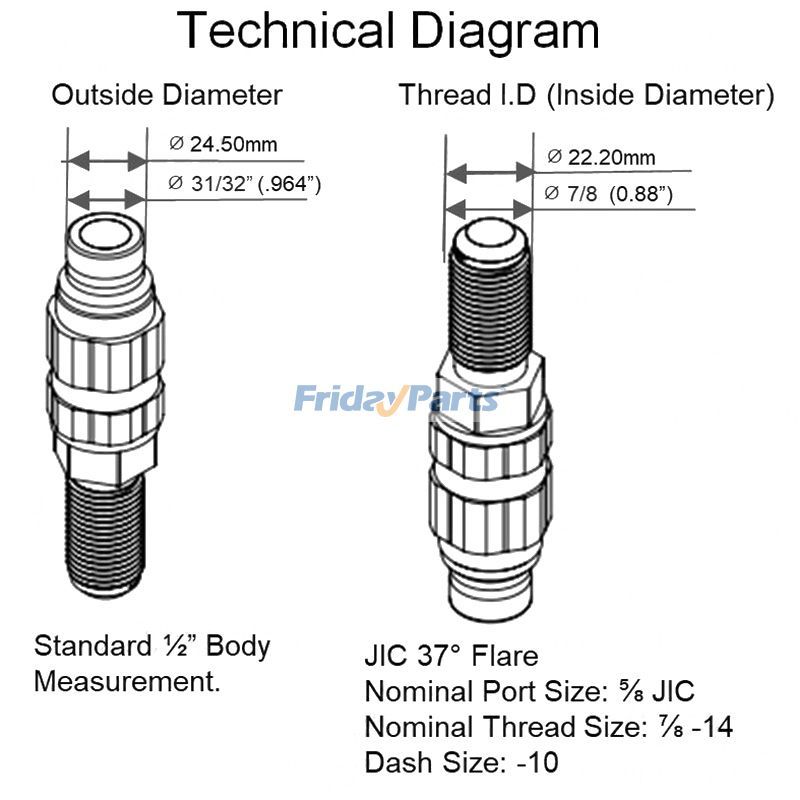  #10 JIC Thread 1/2" Flat Face Hydraulic Quick Connect Coupler For New Holland