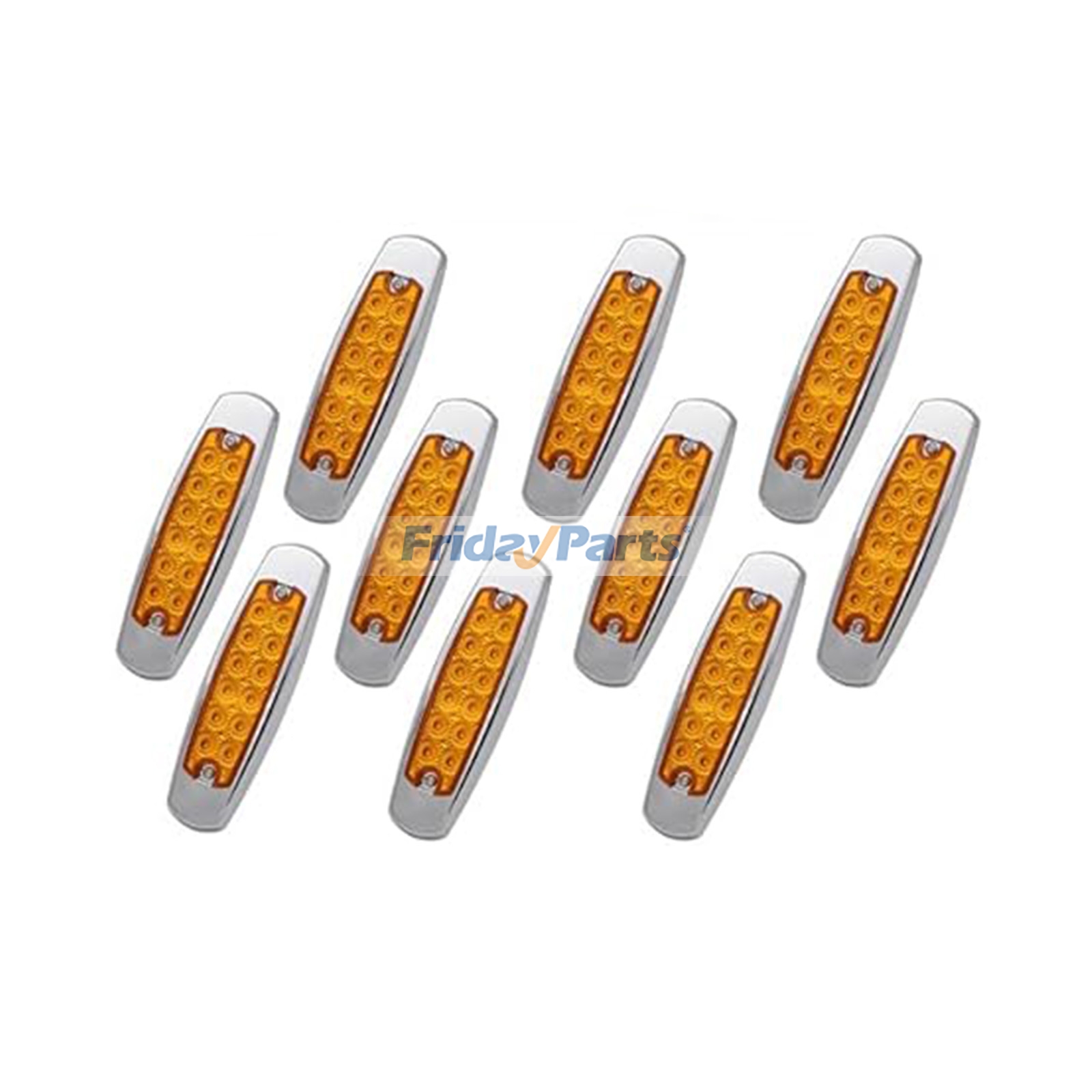 10 Pieces 6.2" Amber 12LED Side Marker Clearance Light M20332Y for Peterbilt Kenworth Freightliner Semi-Truck