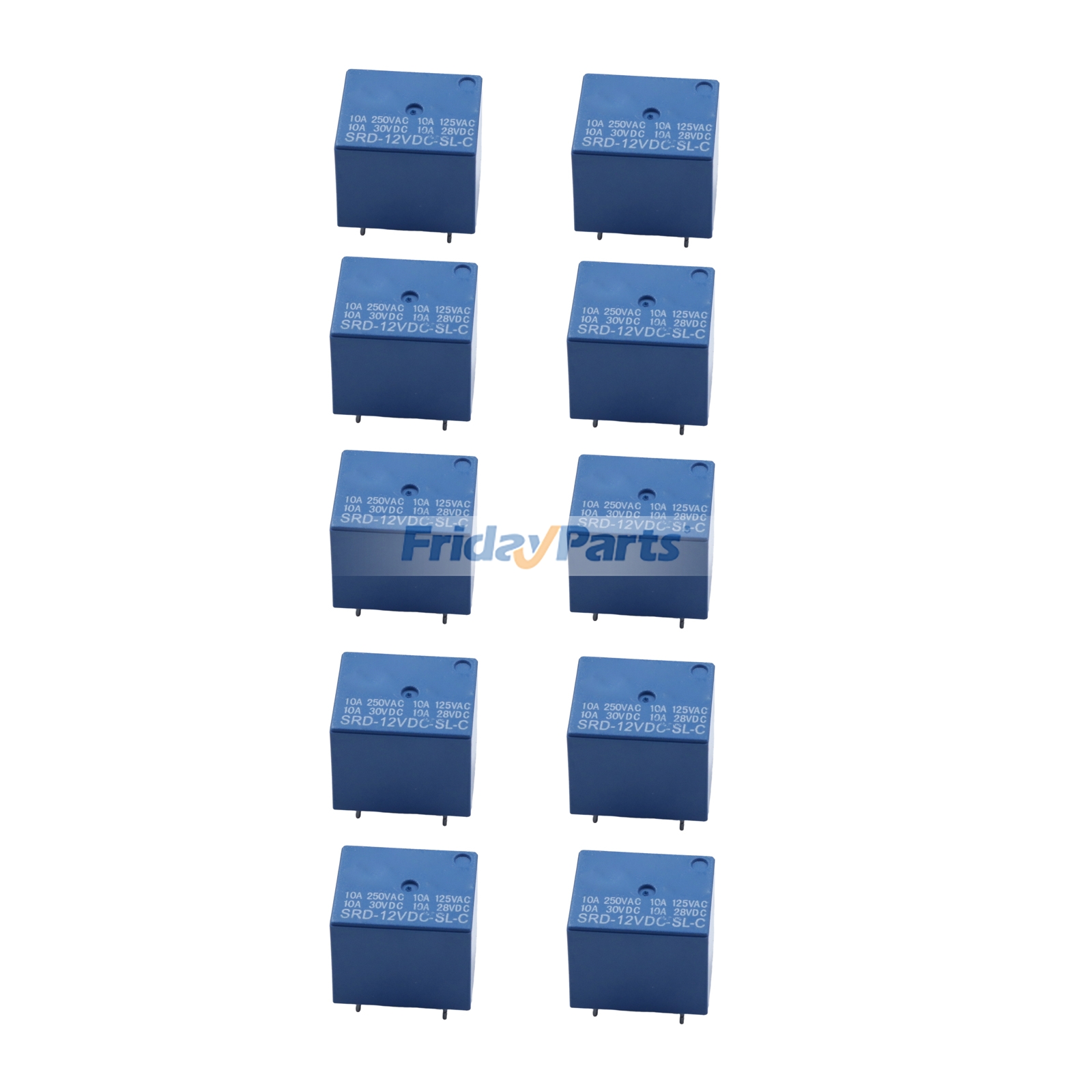 10 Pieces Aftermarket Songle 10A 12V 250VAC SRD-12VDC-SL-C PCB Power Relay