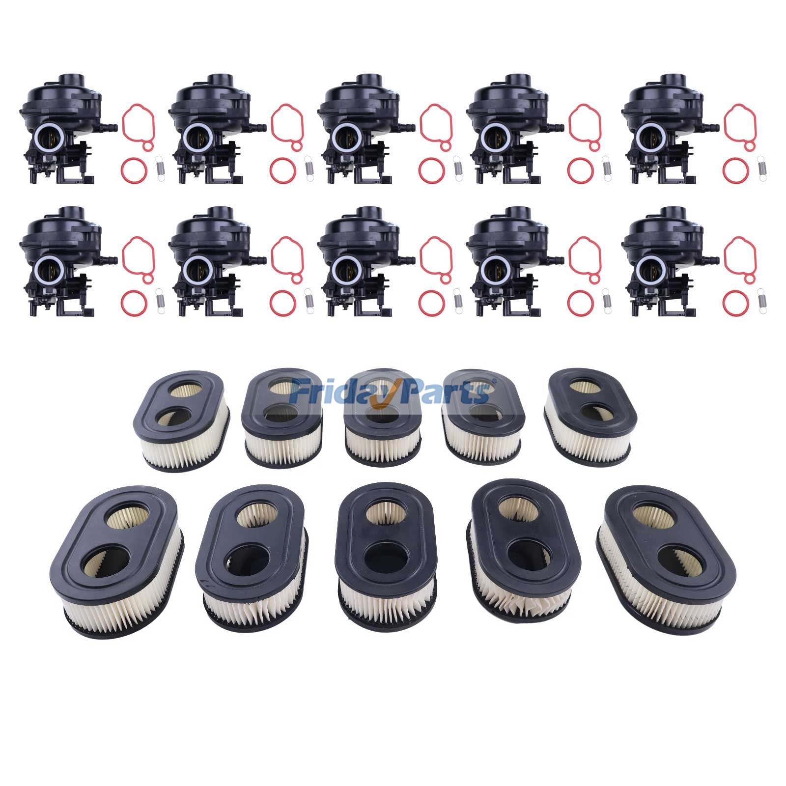 10 Pieces Carburetor Kit 799584 594058 for Briggs & Stratton Engine 550EX 625EX Troy-Bilt Lawn Mower TB110 TB200