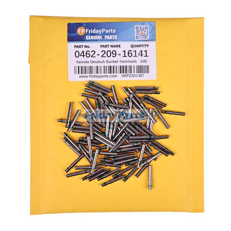 Lot de 100 bornes à douille nickelées femelles de rechange Deutsch 0462-209-16141, taille 16 14 AWG, pour excavatrice, bulldozer, rouleau vibrant