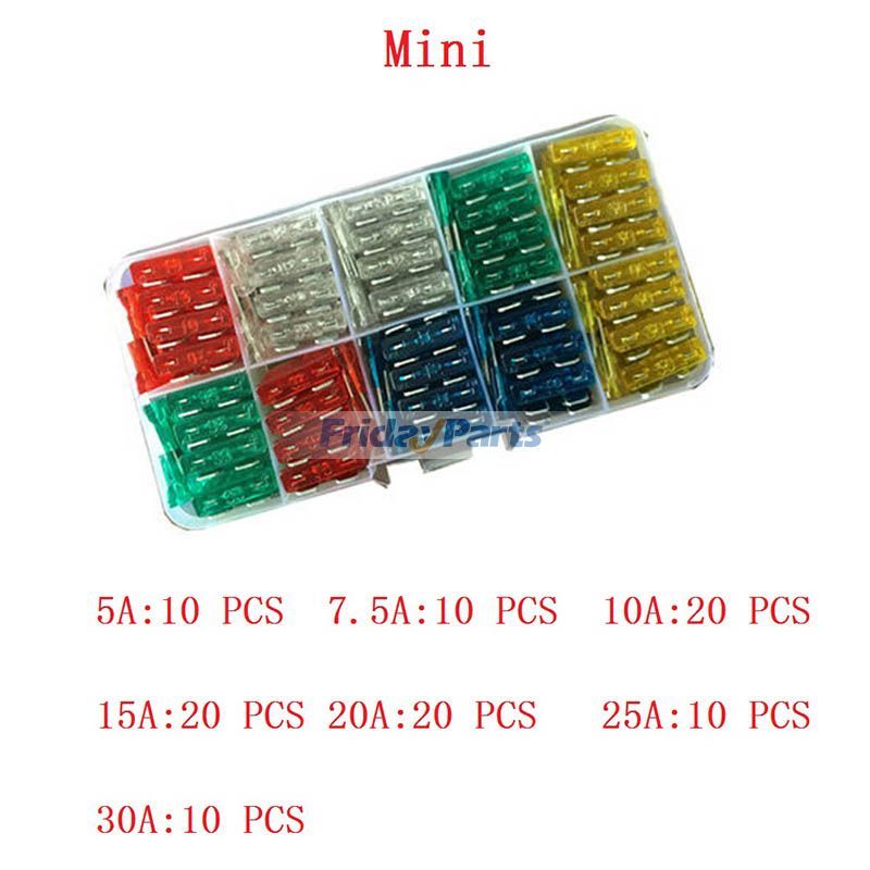 Lot de 100 fusibles 5-30 A, mini, petit, moyen, pour machines d'ingénierie, voiture, généralpour