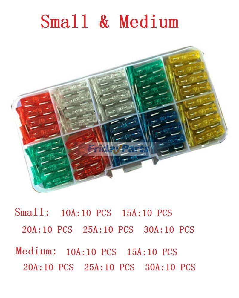 100 PCS Fusible 5-30A Mini Petit Moyen Machines Foreuses Voiture Général pour Véhicule 