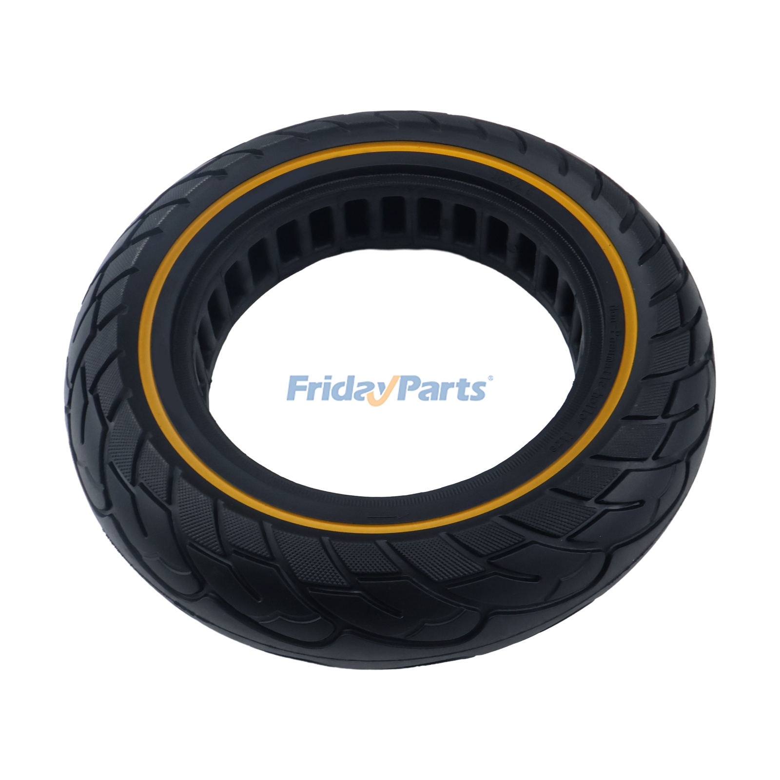 10x2.5 Solid Electric Scooter Tire Yellow Stripe for Flat Free Heavy Duty