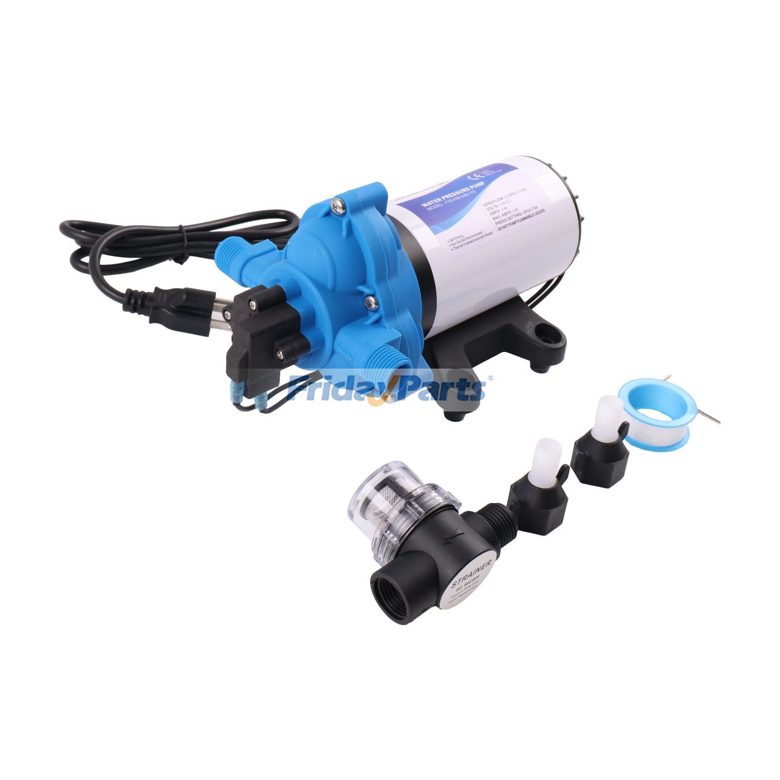 110V セルフプライミング ダイヤフラムウォーターポンプ 3.3 GPM 45 PSI RV ボート マリン用