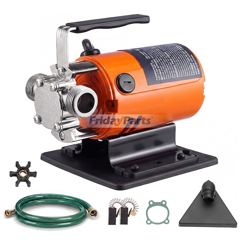 Pompe de transfert d'eau portable 115 V CA avec moteur électrique utilitaire de 1/10 CV, débit de 360 ​​GPH, hauteur de refoulement de 46 pi, kit de tuyau, balais de charbon et turbine pour l'évacuation de l'eau