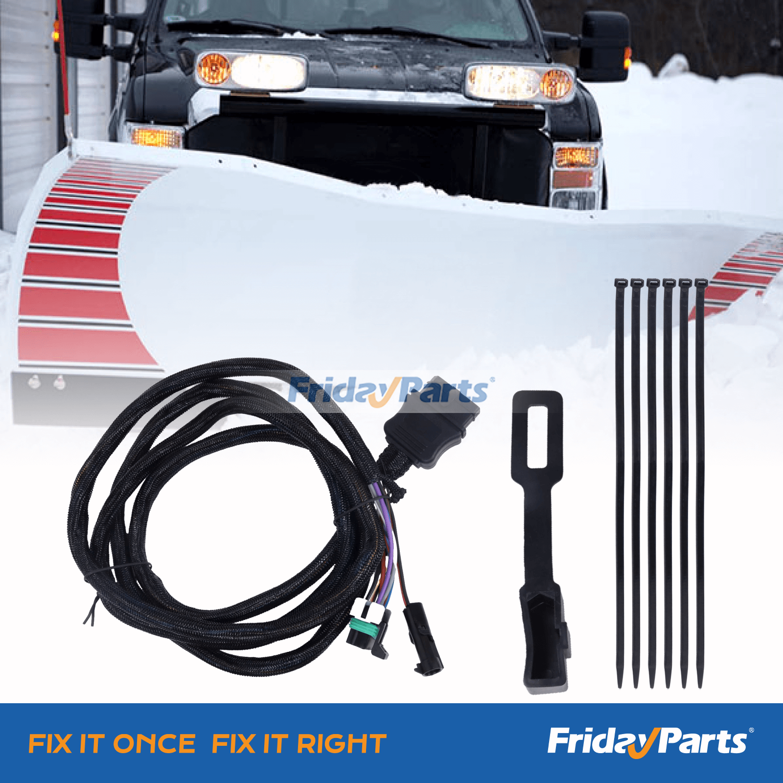 11 Pin Vehicle Side Light Wiring Harness with Dust Cover 22413 26357 for Western SnowEx Fisher Blizzard Snow Plow for less