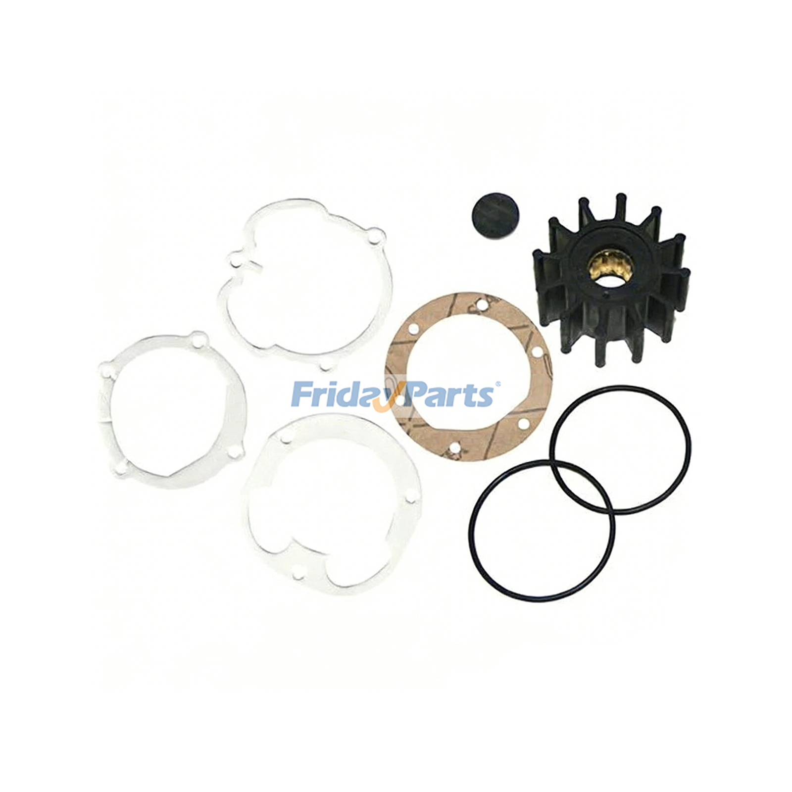 Kit de impulsor de bomba d'água de 12 pás 129470-42532 para motores Volvo Penta AQ205A, AQ211A, AQ231A e Yanmar 3JH2E e 4JHE.