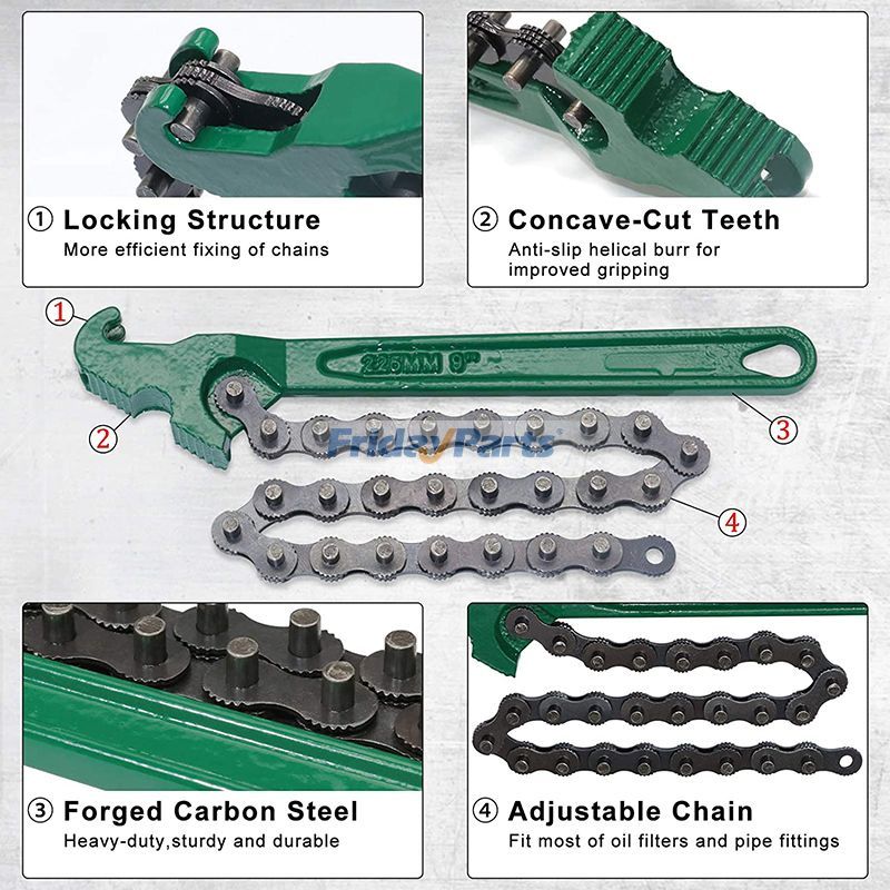 12 Inch Heavy Duty Reversible Chain Wrench for 1.5" to 6" Diameter Adjustable Oil Fuel Filter Chain Wrench Pipe Fittings Tools Spanner for less