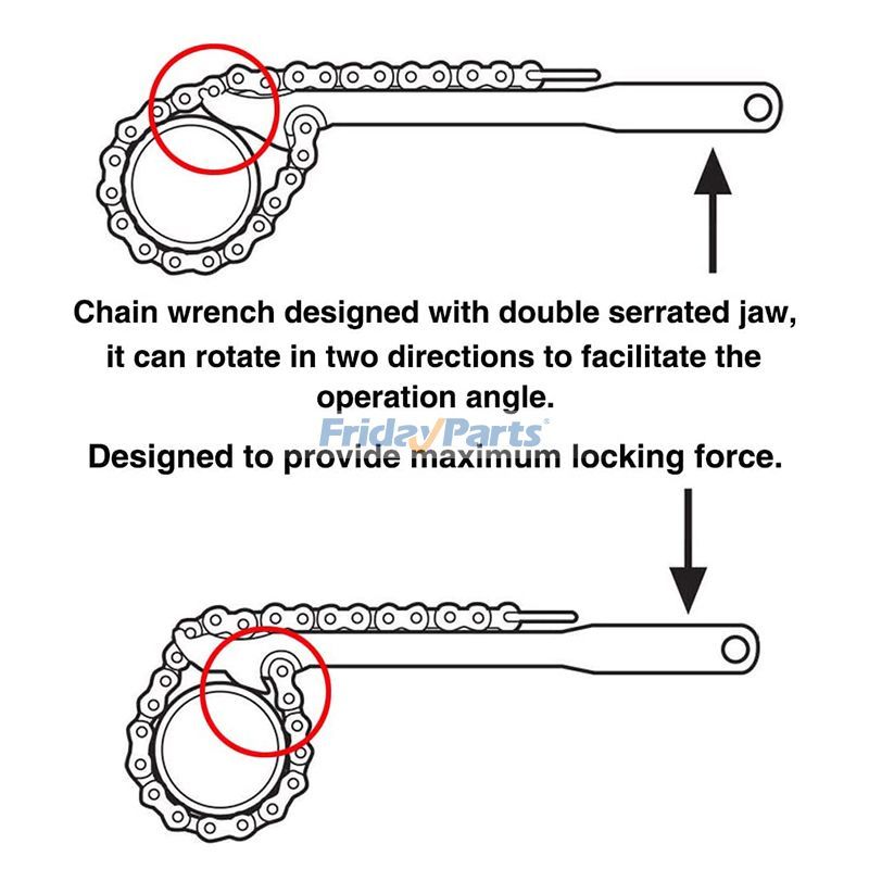 FridayParts 12 Inch Heavy Duty Reversible Chain Wrench for 1.5" to 6" Diameter Adjustable Oil Fuel Filter Chain Wrench Pipe Fittings Tools Spanner