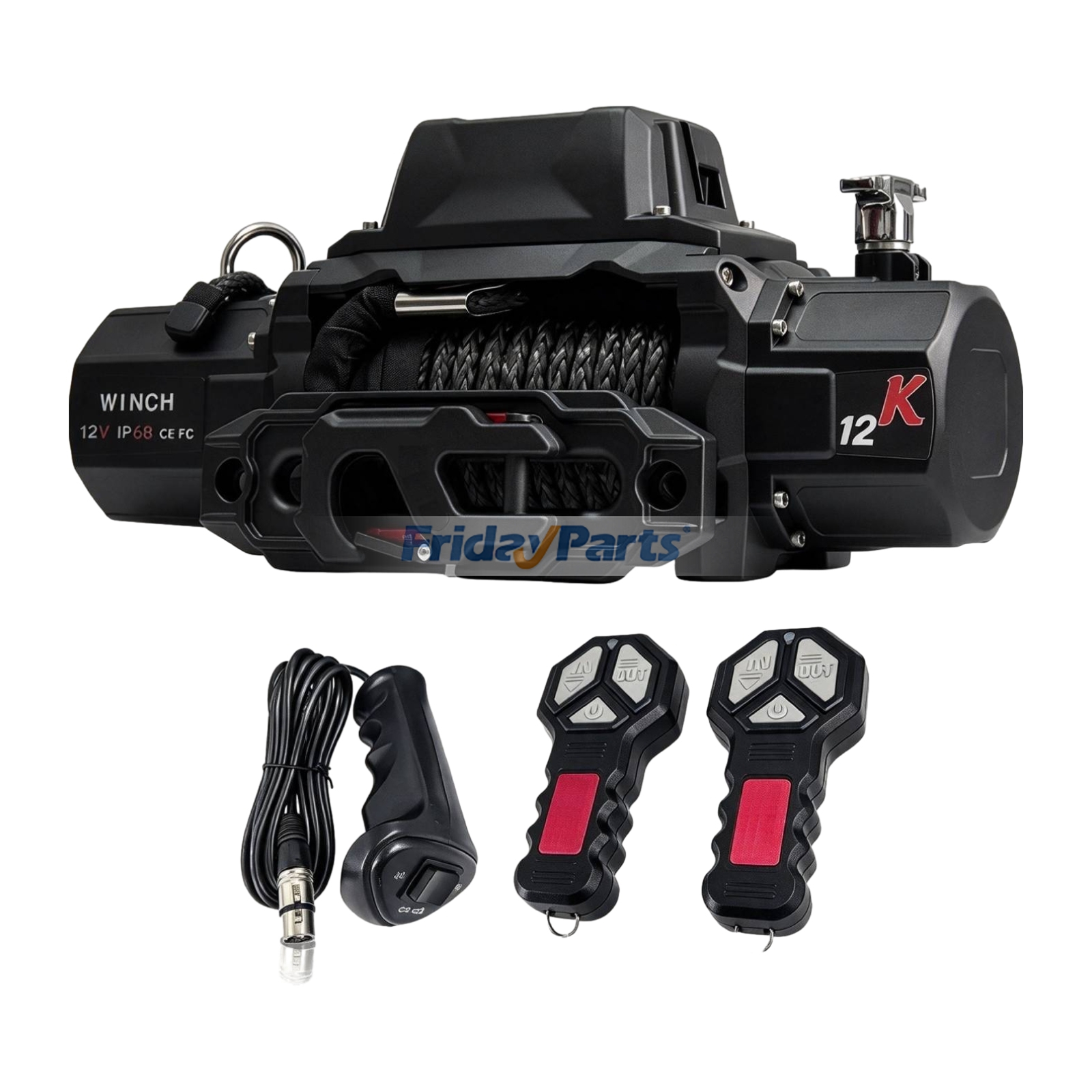 12000 lb Recovery Winch 12V IP68 Synthetic Rope for Jeep SUV Truck Trailer