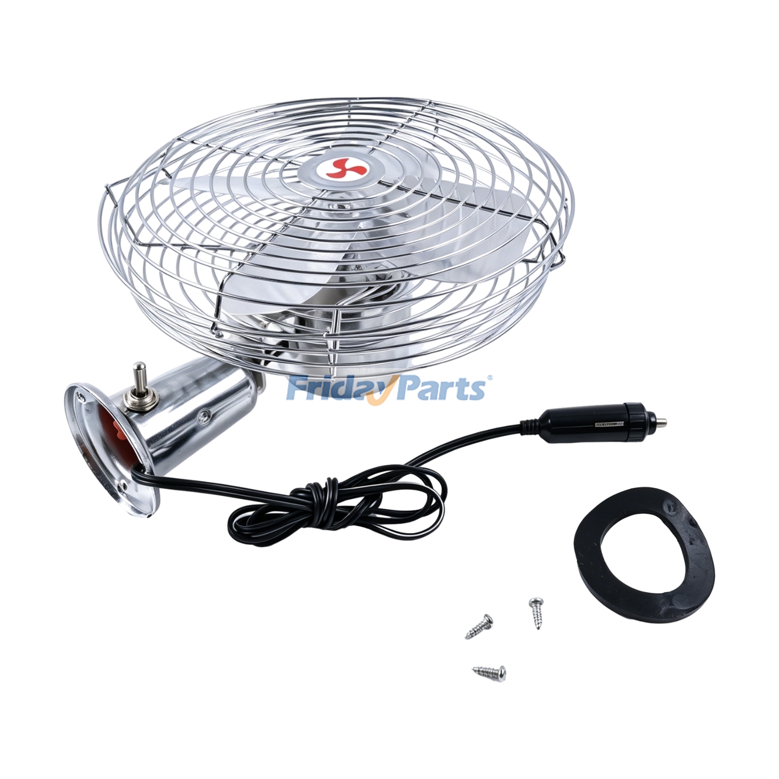 12V / 24V 2-Speed Chrome Metal Fan for Heavy-Duty Truck Car Camper Boat