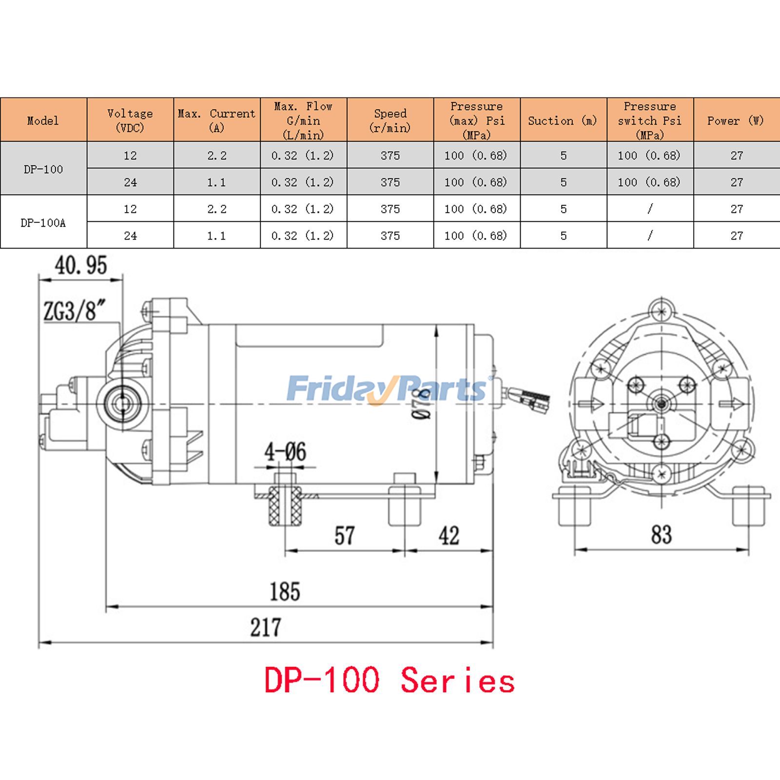 Bomba de diafragma de alta presión DP-100 DP-100A de 12 V/24 V para equipos de limpieza con pulverizador. Para OTRA MARCA