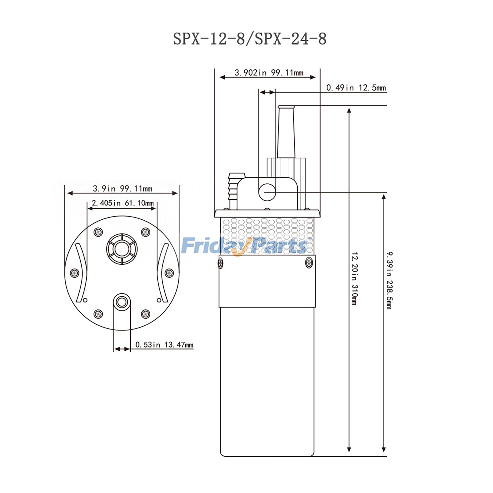 Bomba sumergible de acero inoxidable Surgeflo SPX-12-8 SPX-24-8 de 12 V/24 V para sistemas de bombeo de agua solares y riego agrícola. Para OTRA MARCA