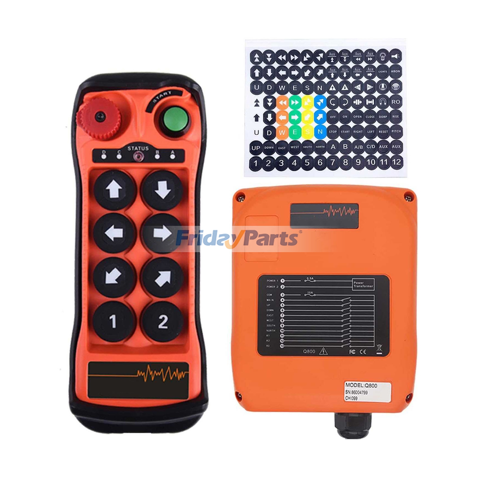 12V-24V Q800 Industrielles Funkfernbedienungsset für Brückenkrane, elektrische Hebezeuge und Turmdrehkrane