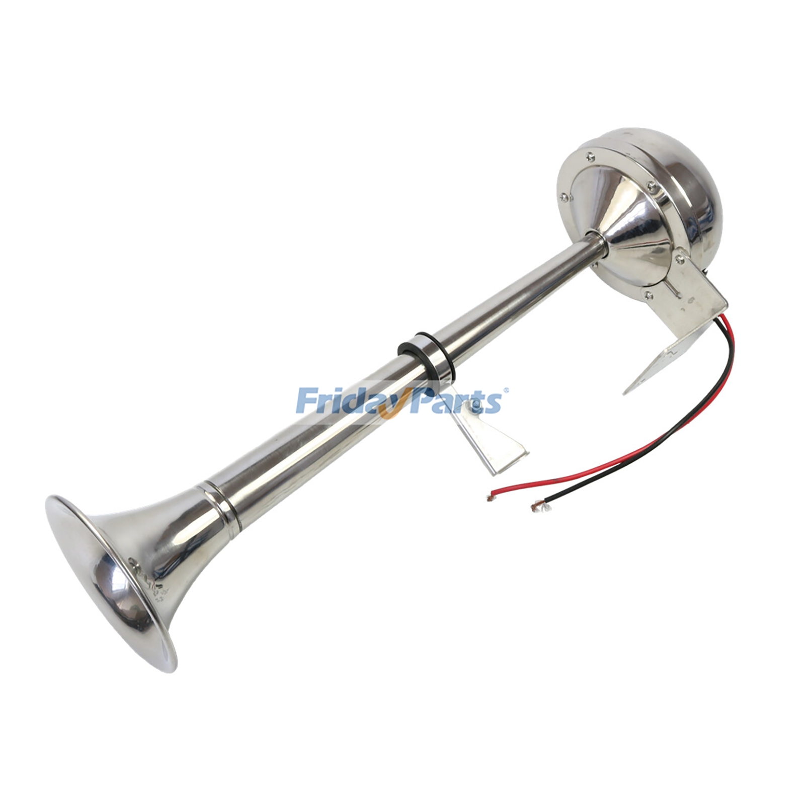 Buzina de ar elétrica de 12V 390mm com corneta única para uso em caminhões, trens, carros, barcos, SUVs e veículos recreativos.