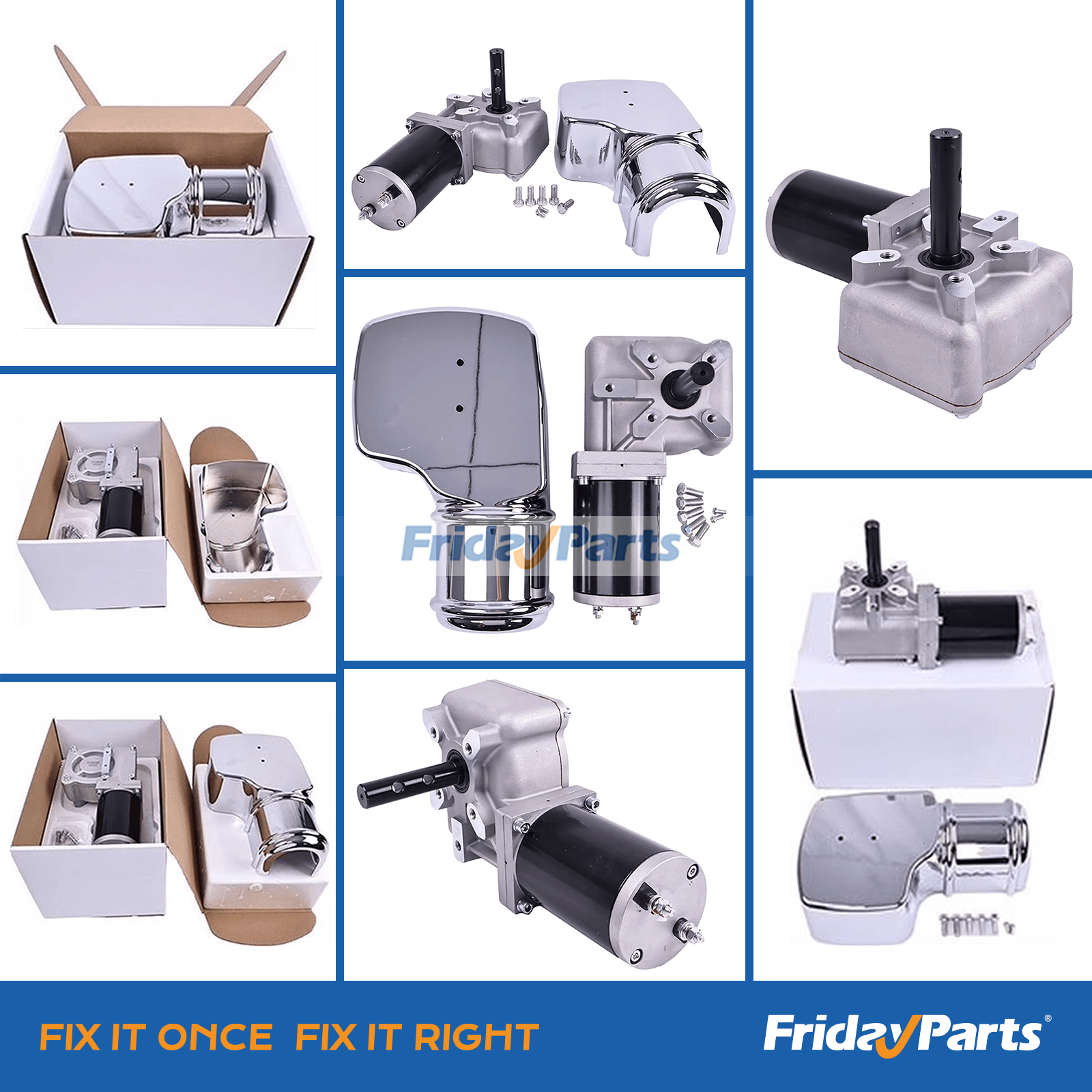 12V 60:1 1500W Roll Tarp Motor with Chrome Cover 80ZYJW for Dump Truck for less