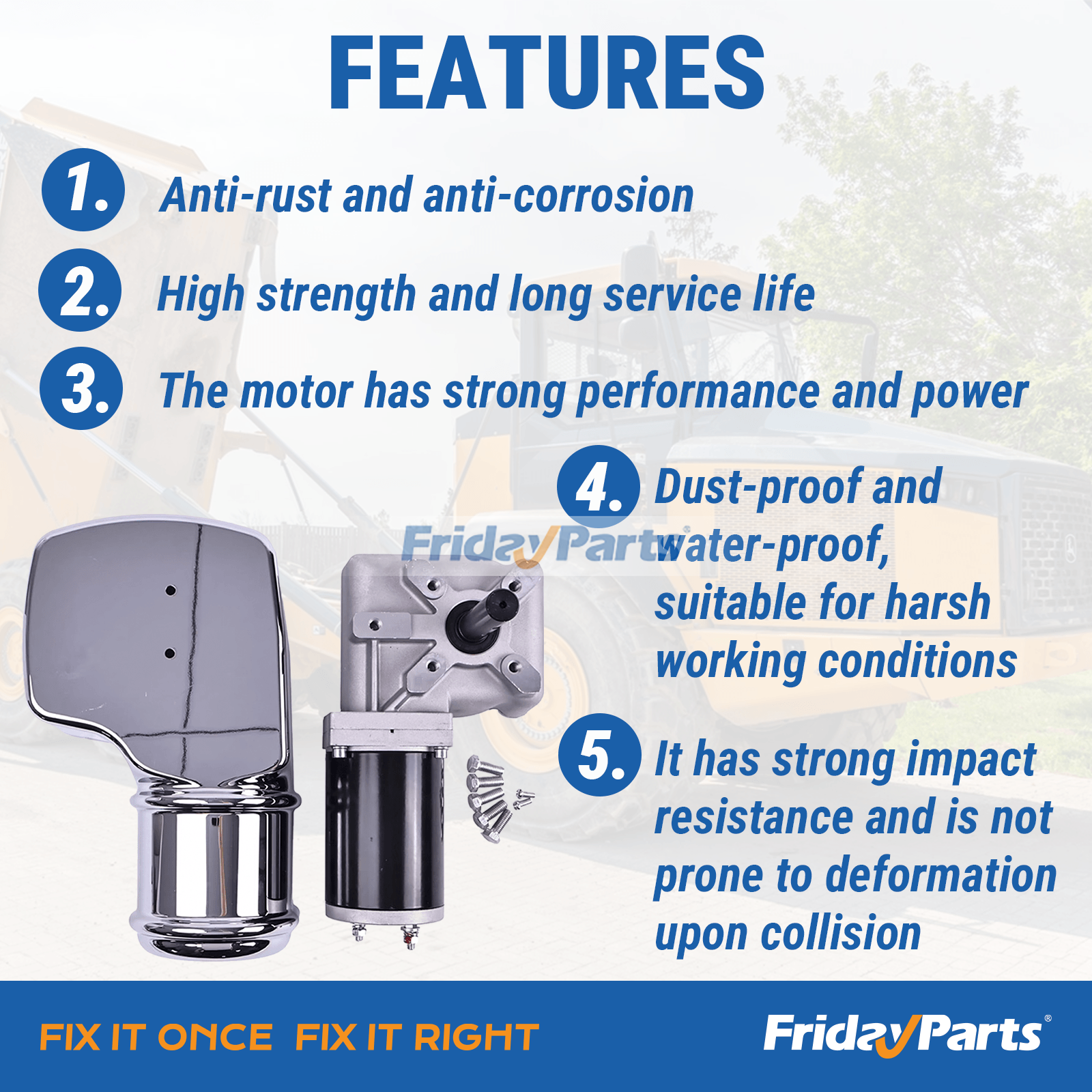 FridayParts Roll Tarp Motor Chrome Cover