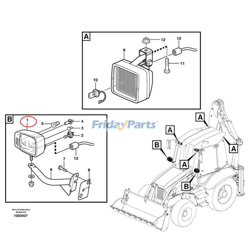 12V Headlamp For VOLVO Loader