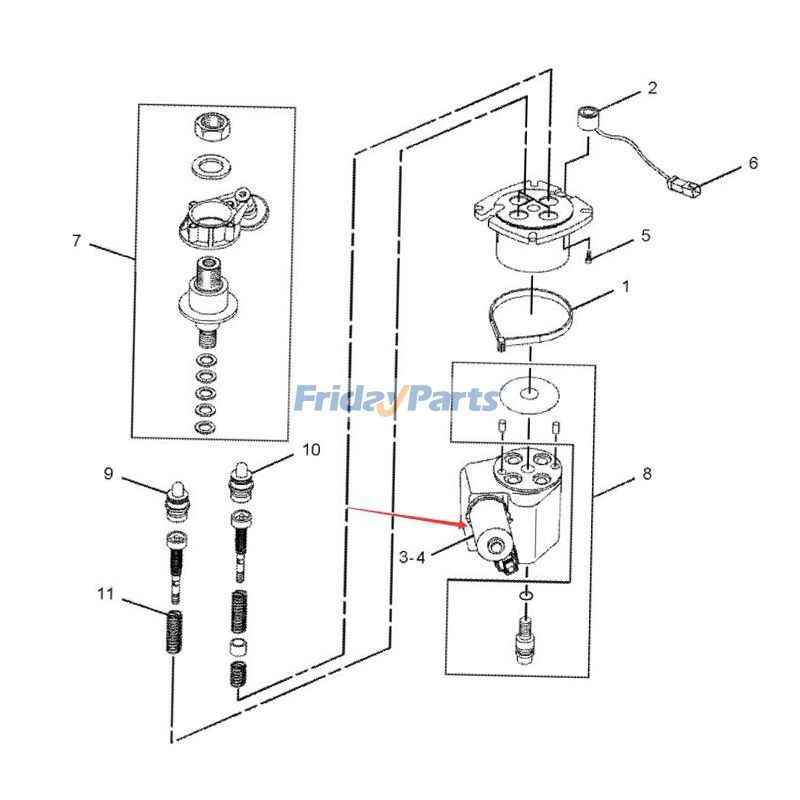 FridayParts 12V Solenoid Valveerpillar CAT 287B 289C 297C
