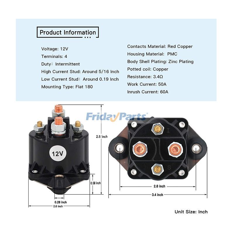 Relais solénoïde de démarreur 12 Vpour Maritime