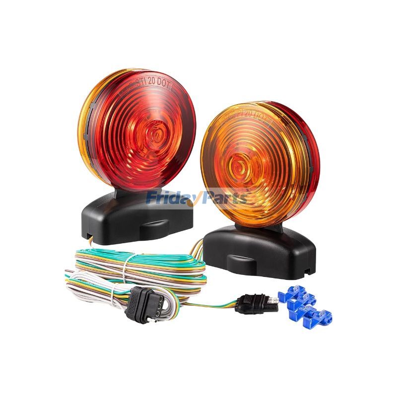 12V Two Sided Red & Amber Magnetic Tow Light Kit for Trailer RV Truck Car Bike Tow Dolly