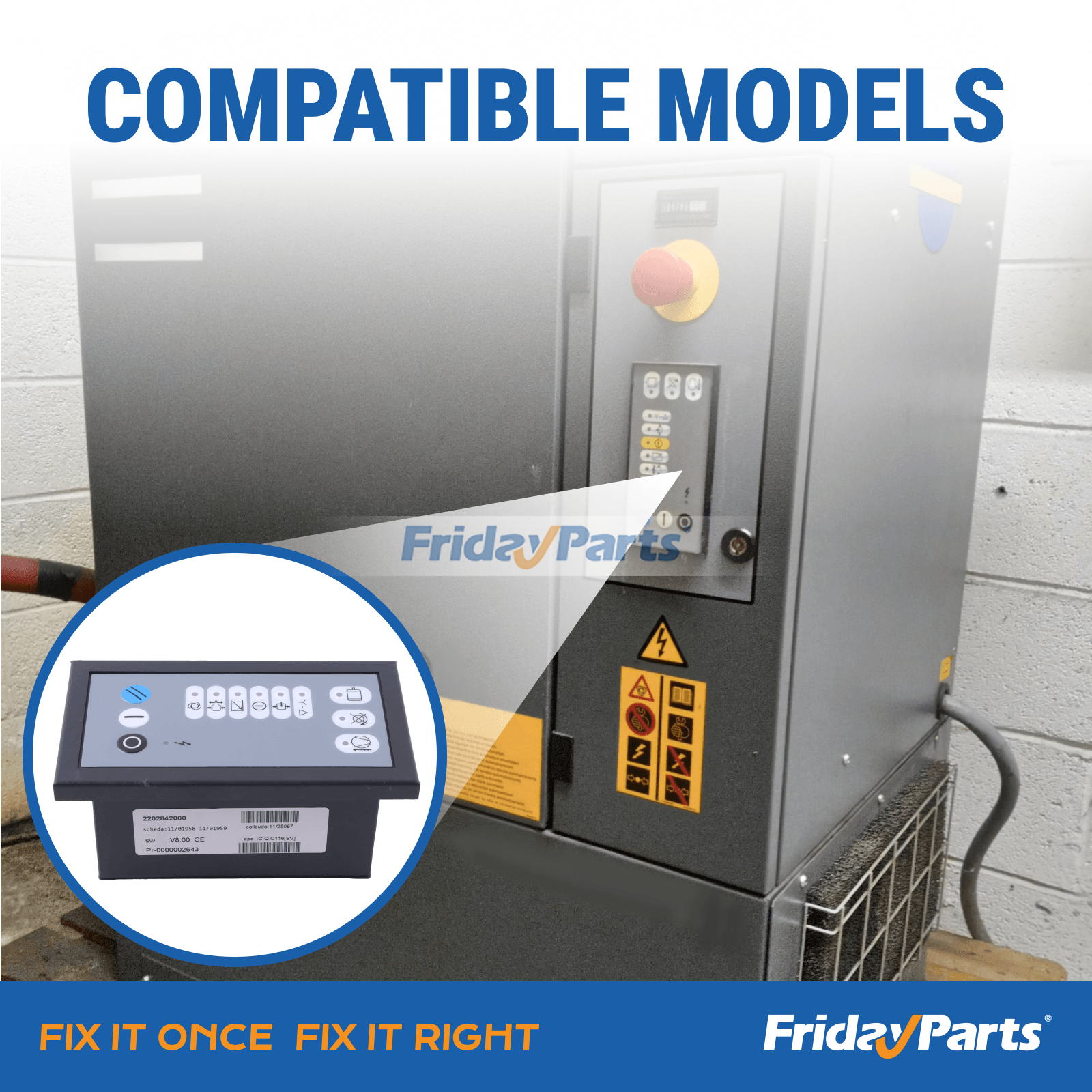 12VAC ES99 controller 2202842000 installed in Atlas Copco air compressor