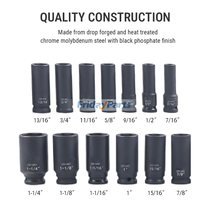 Juego de 13 dados de impacto profundo de 1/2 pulgada de acero CR-MO de alta resistencia con estuche de almacenamiento Para OTRA MARCA