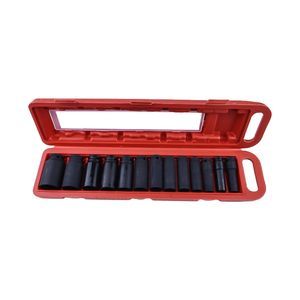 Juego de 13 dados de impacto profundo de 1/2 pulgada de acero CR-MO de alta resistencia con estuche de almacenamiento