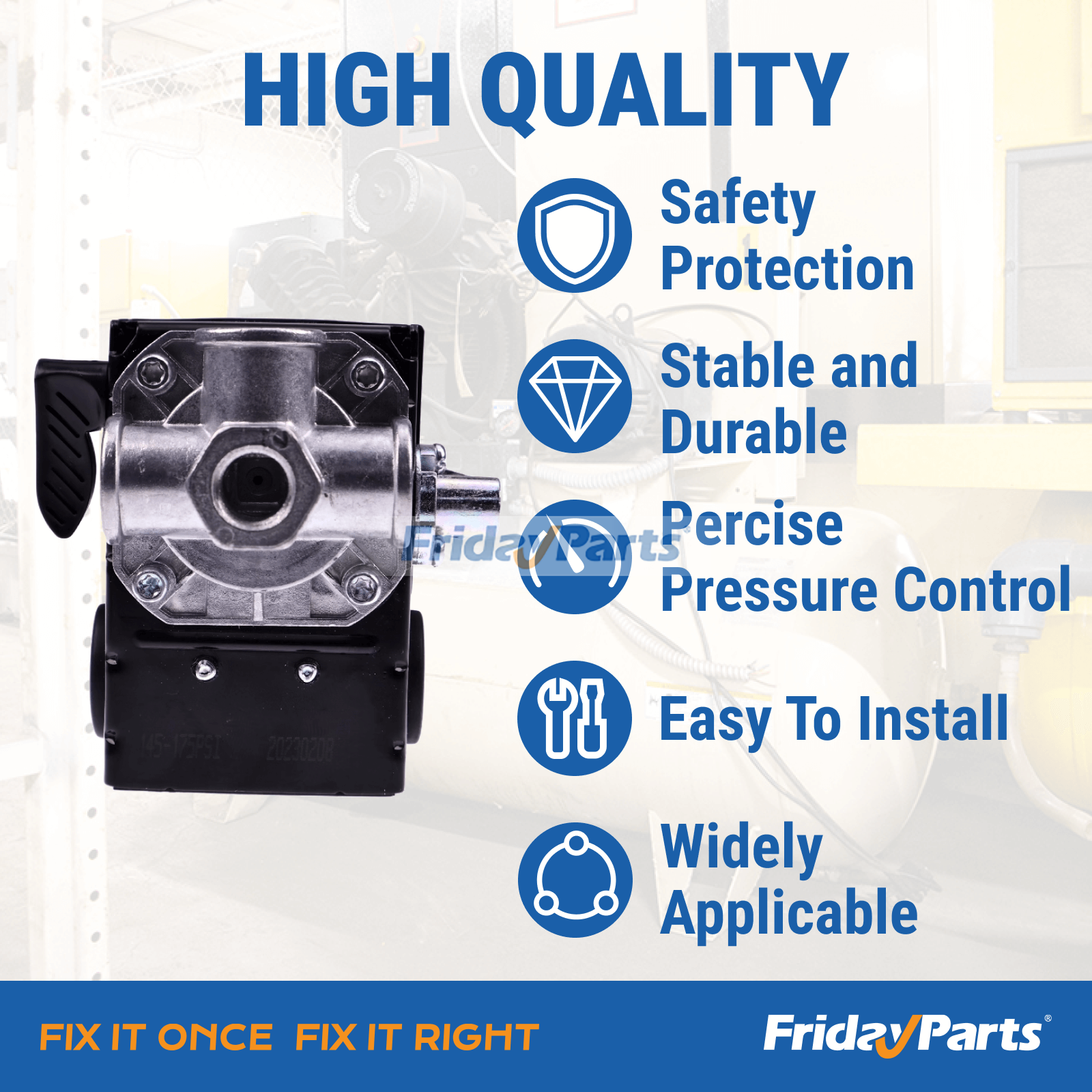 140-175 PSI Pressure Switch for Air Compressor with Stable Pressure Control and Long Service Life