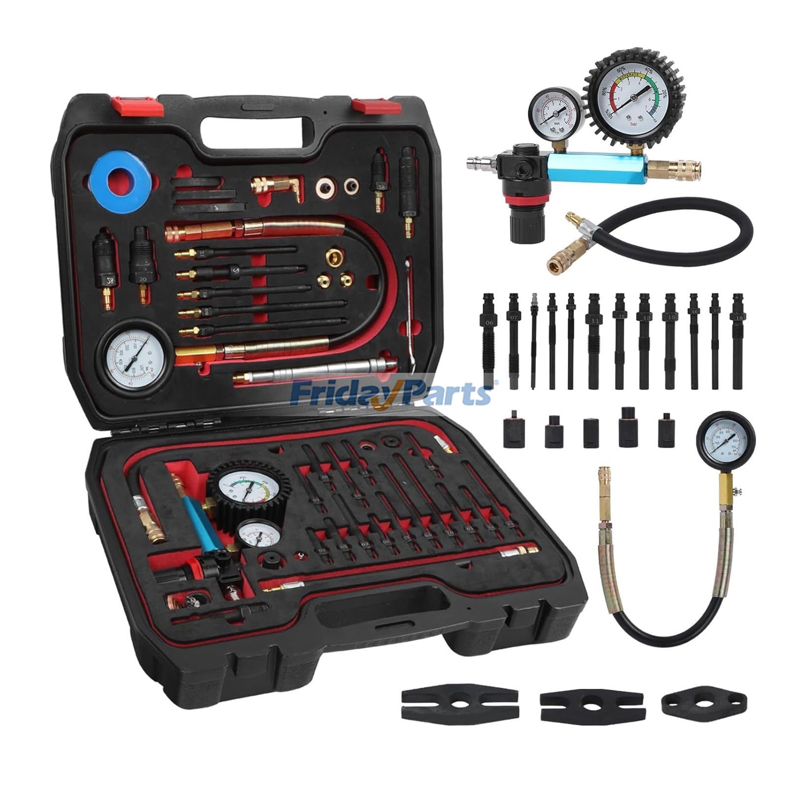 Kit de comprobador de compresión de motor y fugas de cilindros de 46 piezas para motor